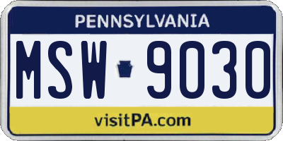 PA license plate MSW9030