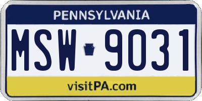 PA license plate MSW9031