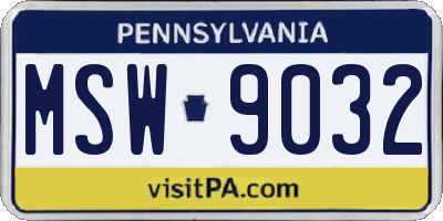 PA license plate MSW9032