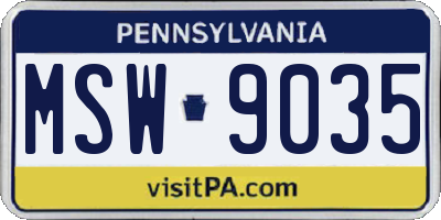 PA license plate MSW9035