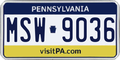 PA license plate MSW9036