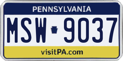 PA license plate MSW9037