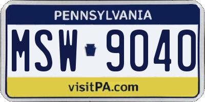 PA license plate MSW9040