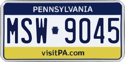 PA license plate MSW9045