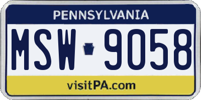 PA license plate MSW9058