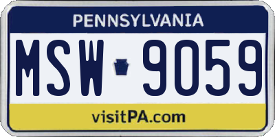 PA license plate MSW9059