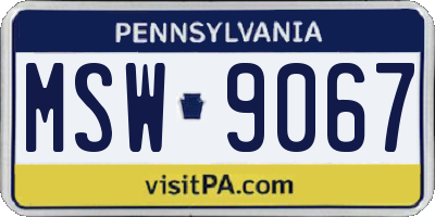 PA license plate MSW9067