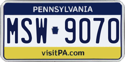 PA license plate MSW9070