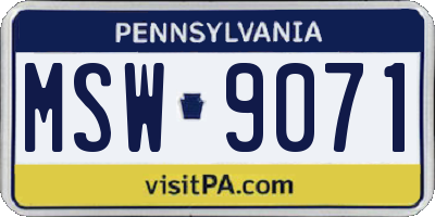 PA license plate MSW9071