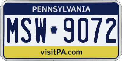 PA license plate MSW9072