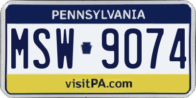 PA license plate MSW9074
