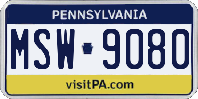 PA license plate MSW9080