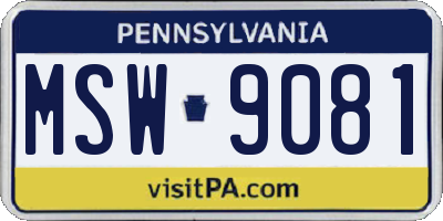 PA license plate MSW9081
