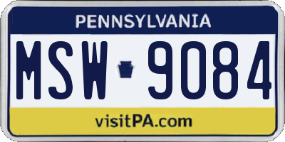 PA license plate MSW9084