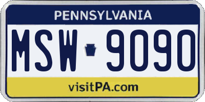 PA license plate MSW9090