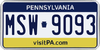 PA license plate MSW9093