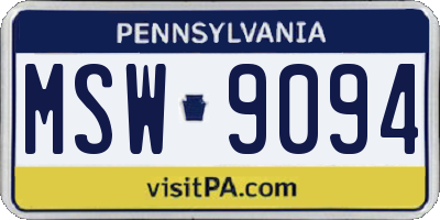 PA license plate MSW9094