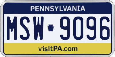PA license plate MSW9096