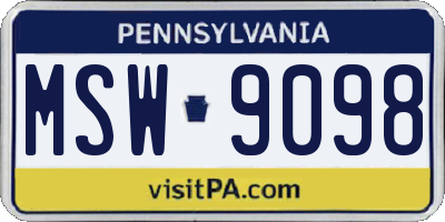 PA license plate MSW9098