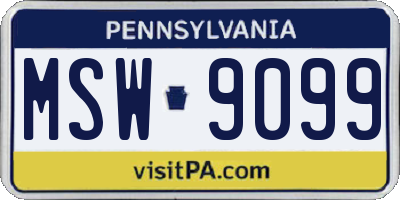 PA license plate MSW9099