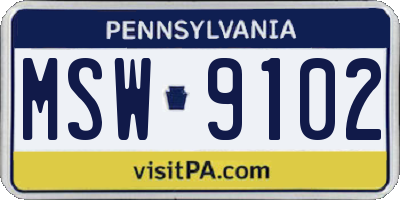 PA license plate MSW9102