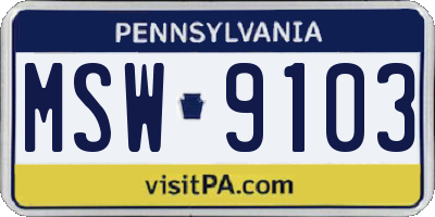 PA license plate MSW9103
