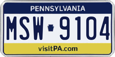 PA license plate MSW9104