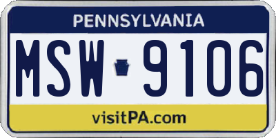 PA license plate MSW9106