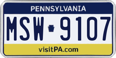 PA license plate MSW9107