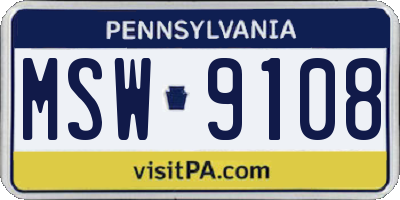 PA license plate MSW9108