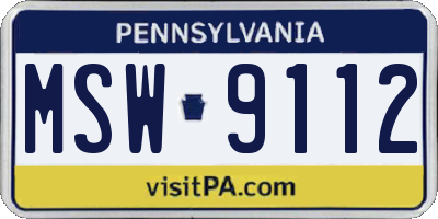 PA license plate MSW9112
