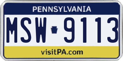 PA license plate MSW9113