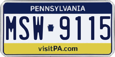 PA license plate MSW9115