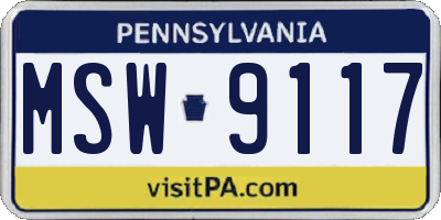 PA license plate MSW9117
