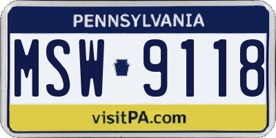 PA license plate MSW9118
