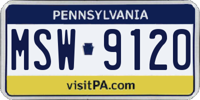 PA license plate MSW9120