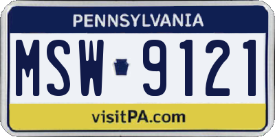 PA license plate MSW9121
