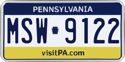 PA license plate MSW9122