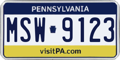 PA license plate MSW9123