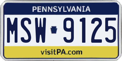 PA license plate MSW9125