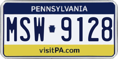 PA license plate MSW9128