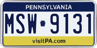 PA license plate MSW9131