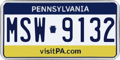 PA license plate MSW9132