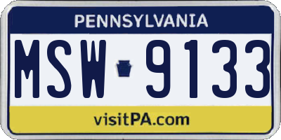 PA license plate MSW9133