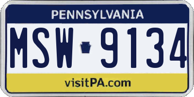 PA license plate MSW9134