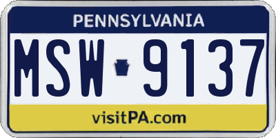 PA license plate MSW9137