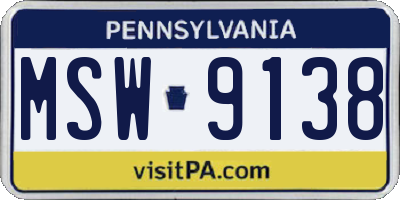 PA license plate MSW9138