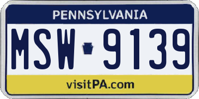 PA license plate MSW9139