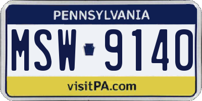 PA license plate MSW9140