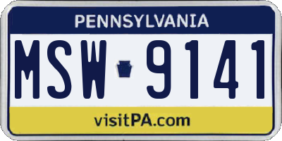 PA license plate MSW9141